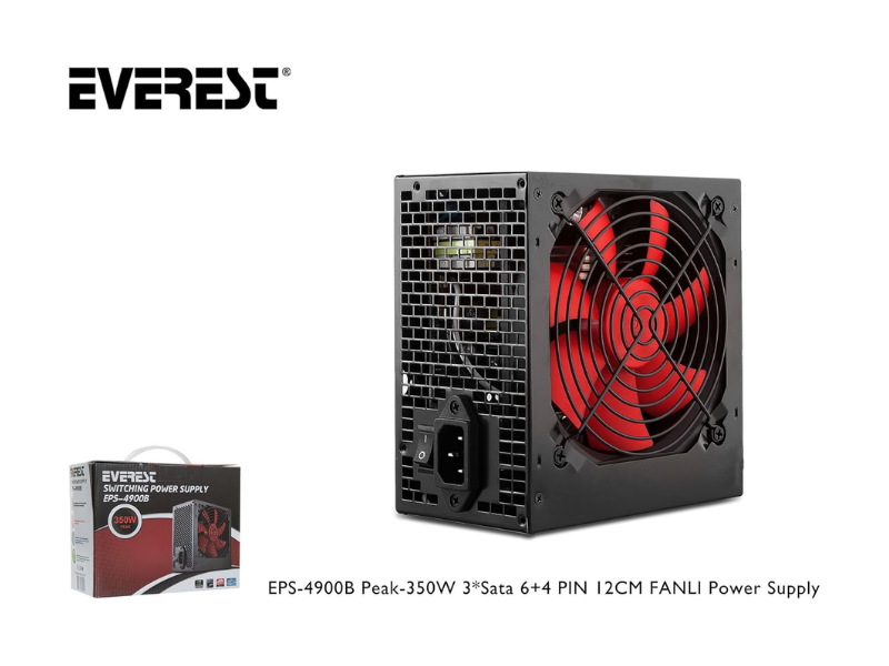 Everest EPS-4900B 350W 3xSata 6+4 Pin Power Supply