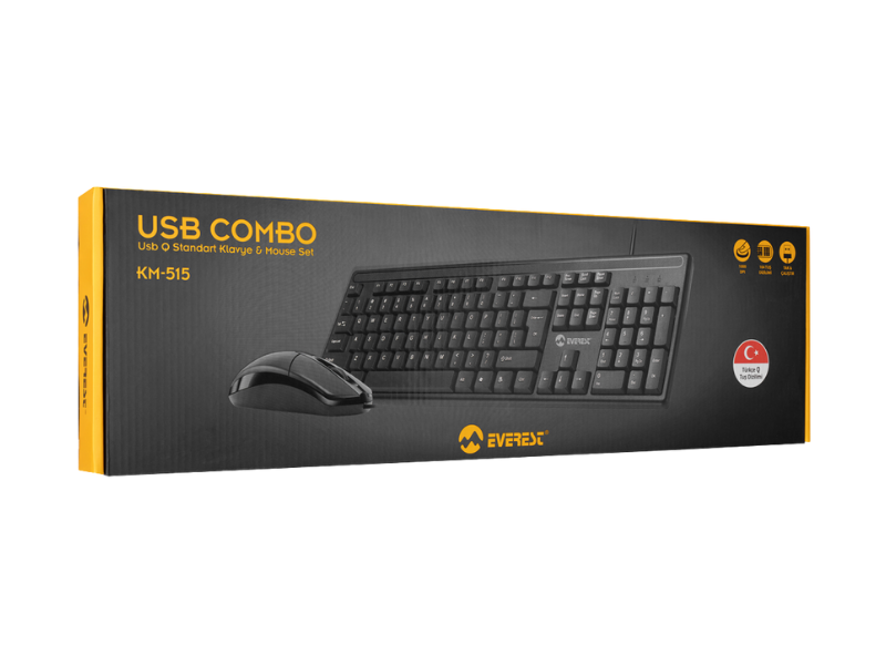 Everest KM-515 USB Kablolu Siyah Q KlavyeMouse SET